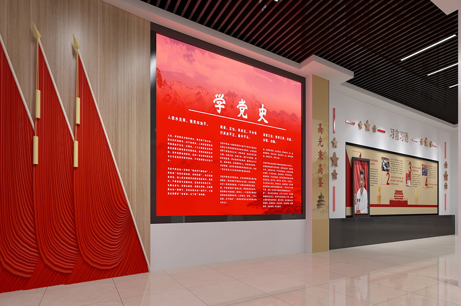 红色展厅设计，红色展厅设计方案，红色展厅设计案例平面图
