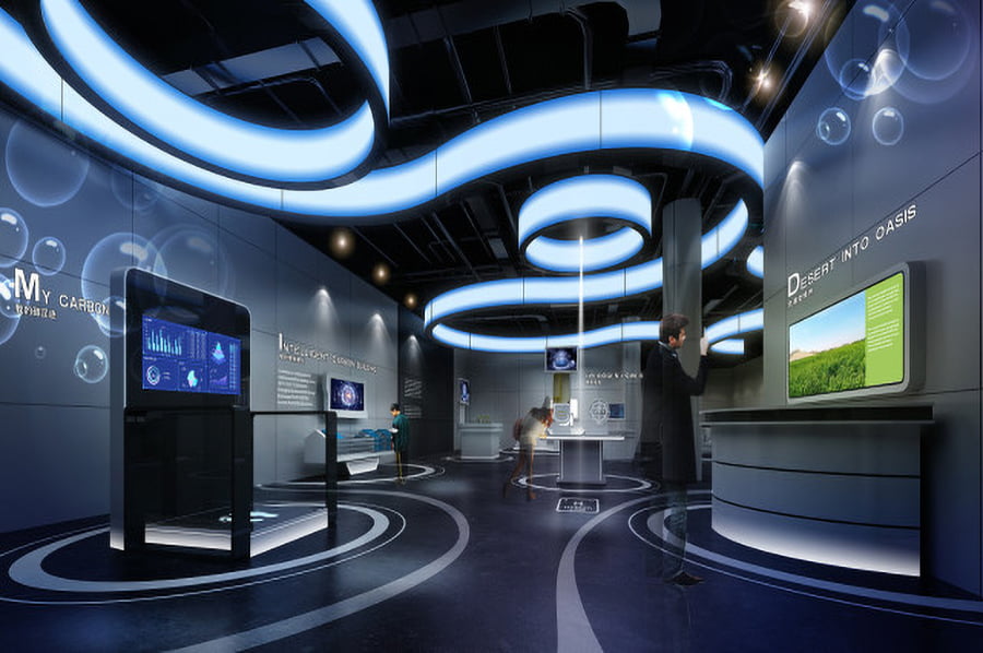 企业文化展馆施工图,家用塑料制品企业文化馆效果图,殡仪火化设备国企产品馆策划