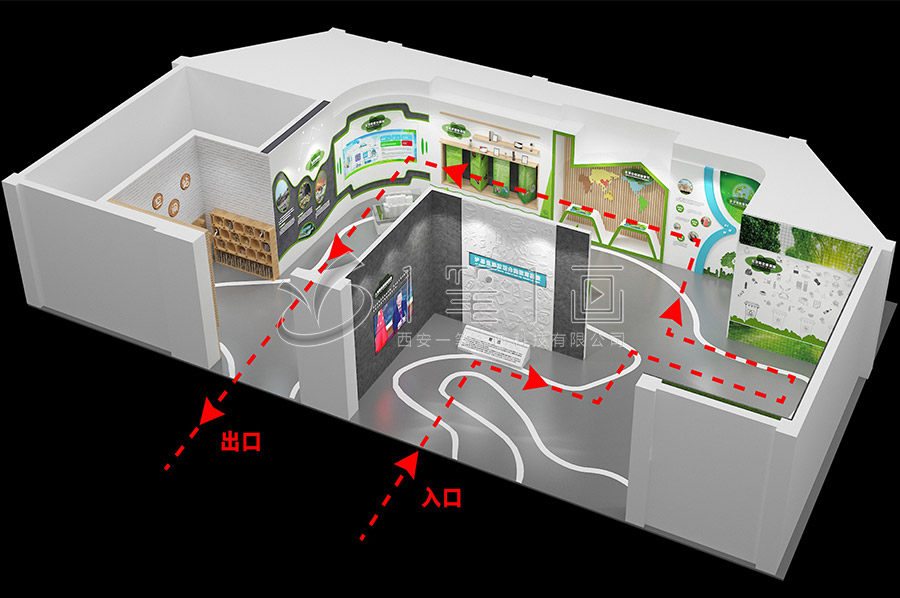 现代化生物多样性保护体验馆平面图,互动生态展馆设计,数字化展厅建设方案