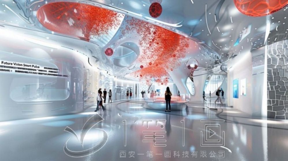 中医药文化展厅设计, 创意效果图展示, 互动多媒体设备