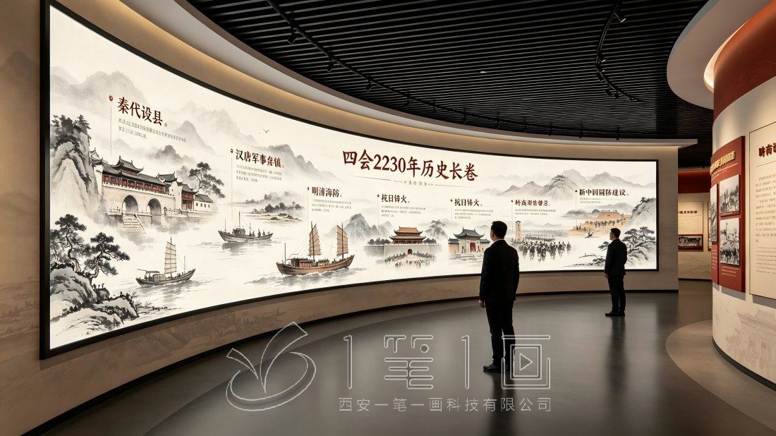 市国防教育基地历史长河效果图